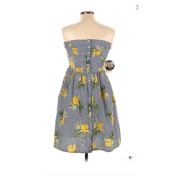 NWT Bepop Reversible Strapless Mini Dress XL Floral Nautical Stripes Cottagecore - Picture 3 of 14